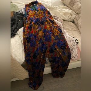 Anthropologie Maeve Women Ava Velvet Jumpsuit Sleeveless